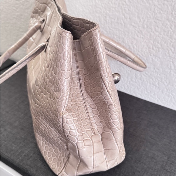 FURLA Crocodile Embossed Beige Tote Bag - Picture 3 of 13